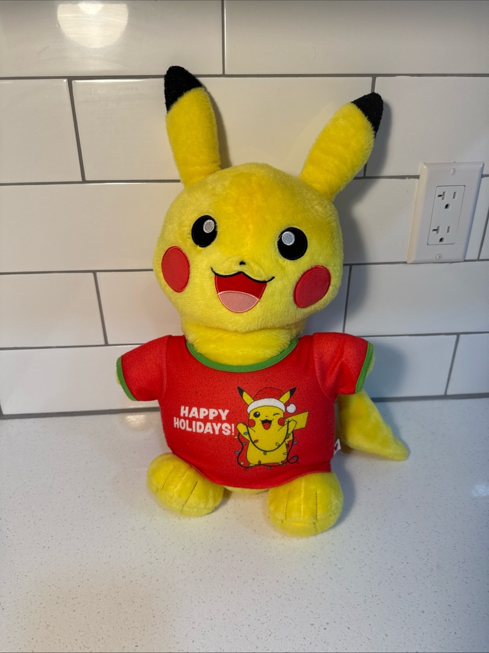 Pokémon Pikachu Yellow Holiday Plush Toy - Happy Holidays Shirt